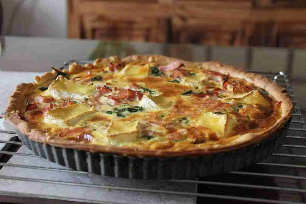 Lovely seasonal quiche with ham and baby spinach