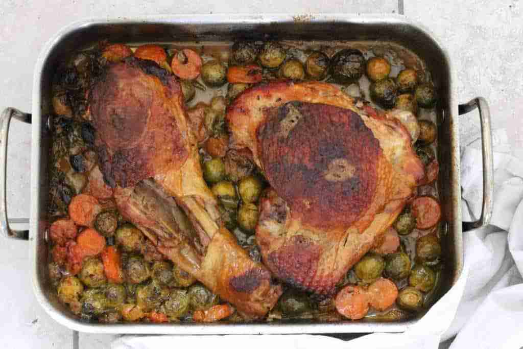 Turkey roasted in a rich turmeric sauce